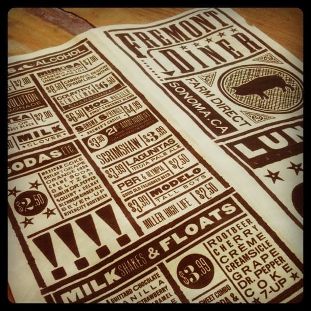 Fremont Diner Menu